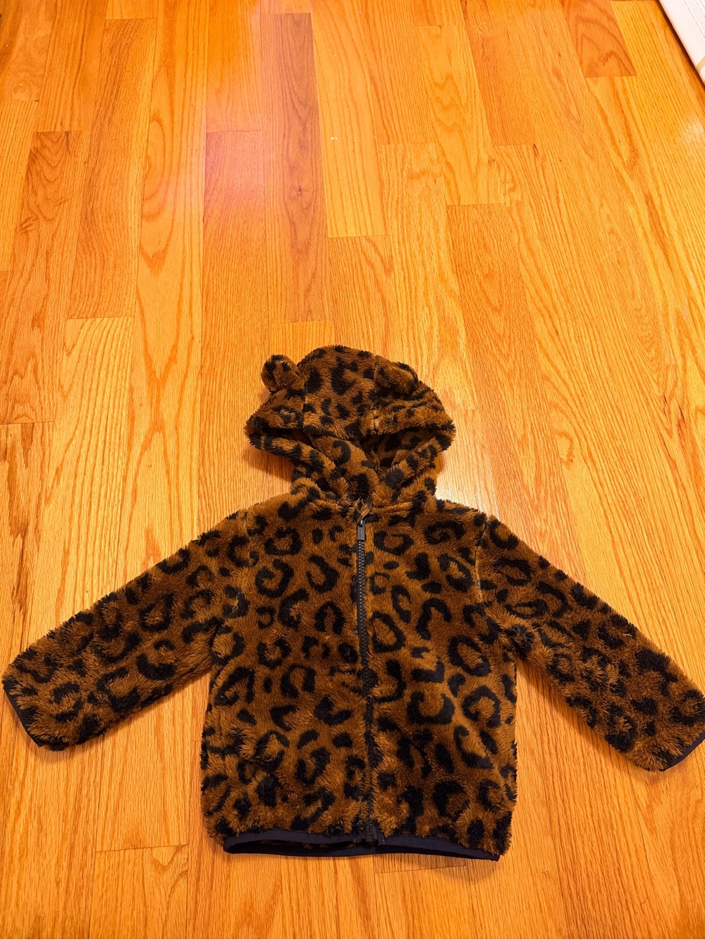 Old Navy Brown and Black Leopard Print Fleece Jacket